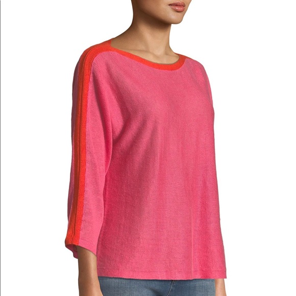 NWT Eileen Fisher Organic Linen Colorblock Box Top - Picture 5 of 7